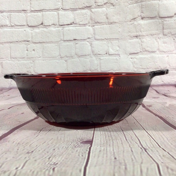 Vintage Anchor Hocking Ruby Red Glass Coronation Pattern 7 Piece Bowl Set - Picture 5 of 15